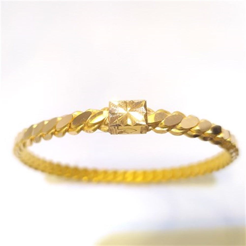 45gr İşçiliksiz Kilitli Dik Mersin  burma Bilezik 22 Ayar Altın