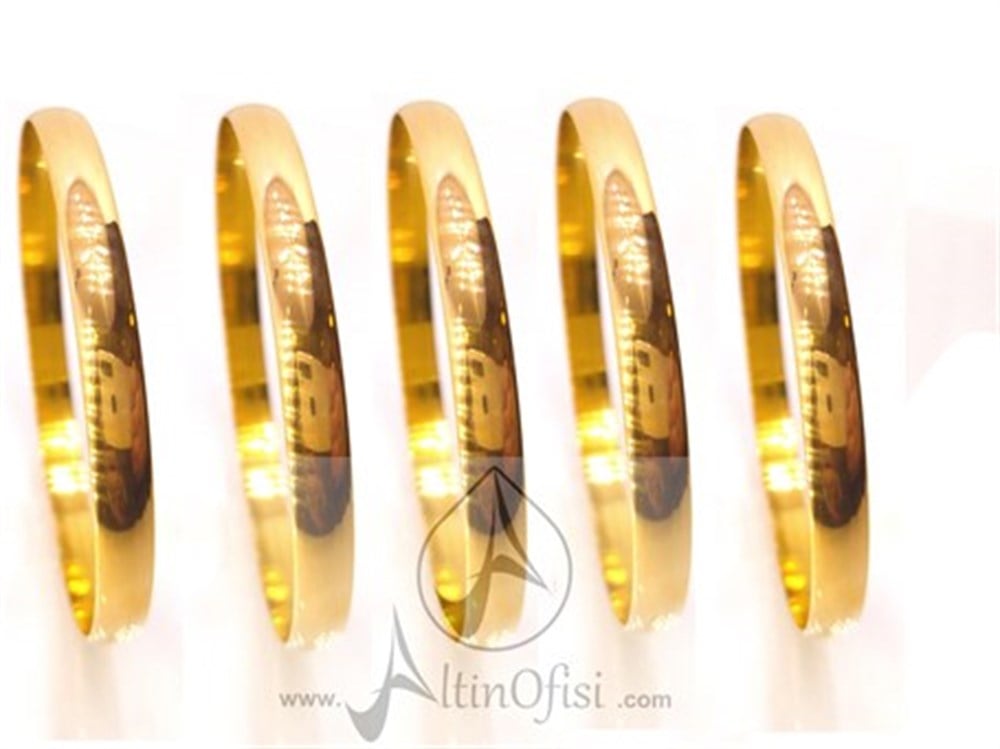 4mm Bombeli Düz Ray Bilezik 10gr 22 Ayar Altın