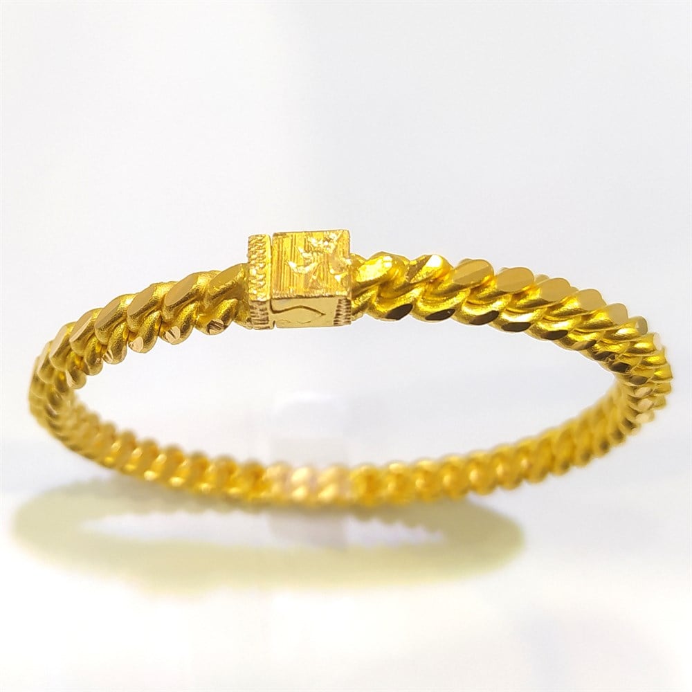 50.00gr İşçiliksiz Kilitli Dik Mersin  burma Bilezik 22 Ayar Altın