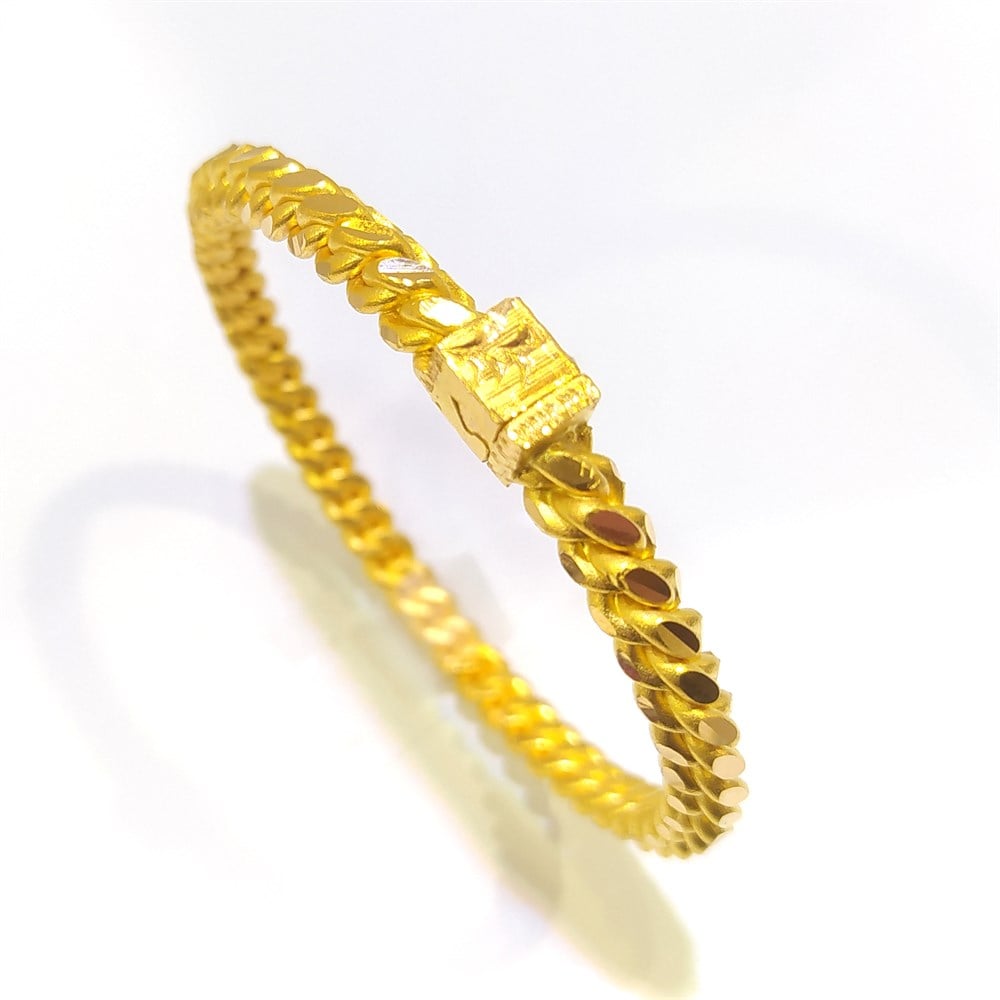 50.00gr İşçiliksiz Kilitli Dik Mersin  burma Bilezik 22 Ayar Altın