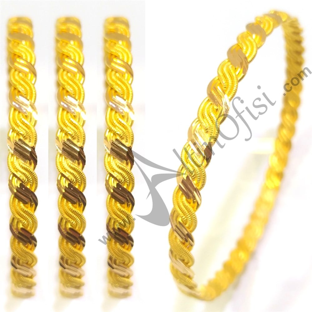 Buse Altı Telli Burma İŞÇİLİKSİZ Bilezik 15,00gr 22 Ayar