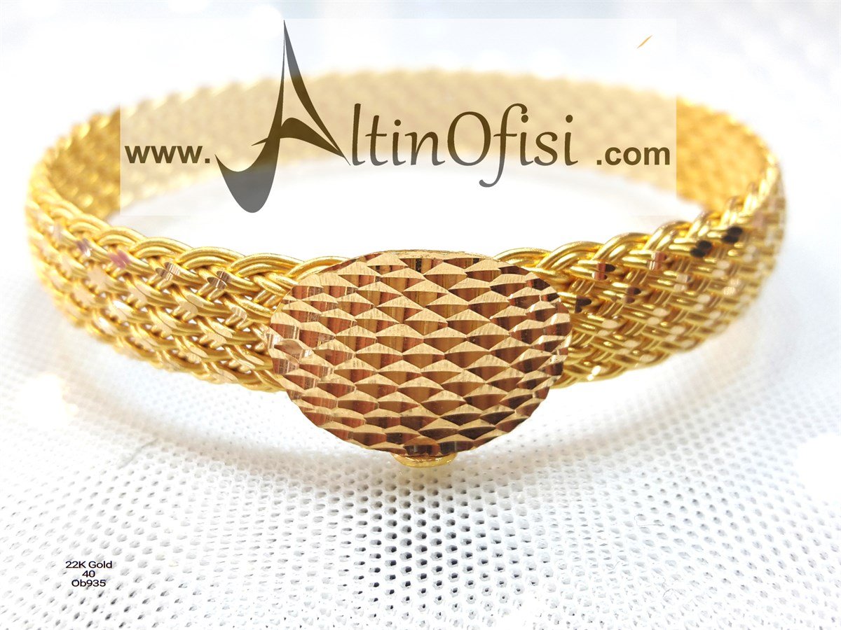 Kilitli Sepet Hasır Örgü Bilezik 40,00gr 22 Ayar