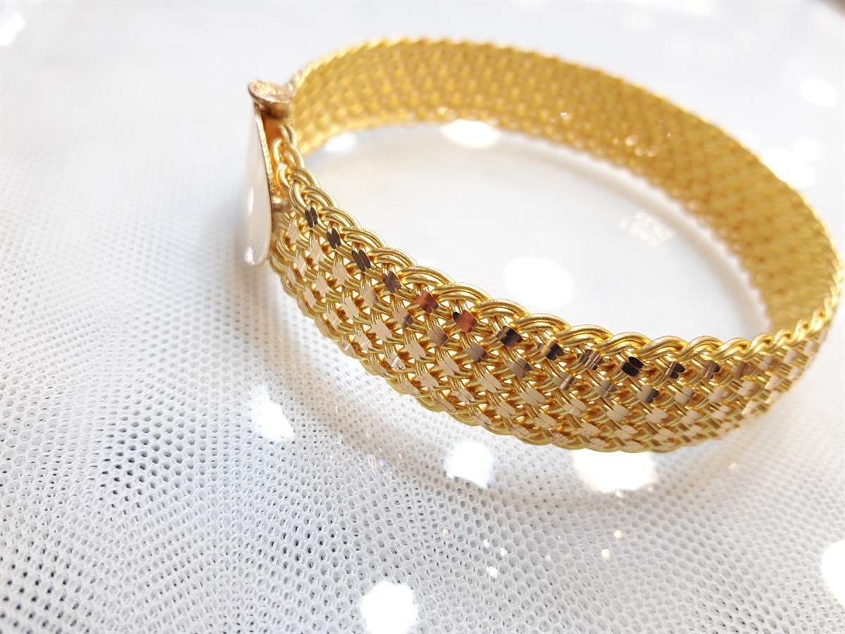 Kilitli Sepet Hasır Örgü Bilezik 50,00gr 22 Ayar