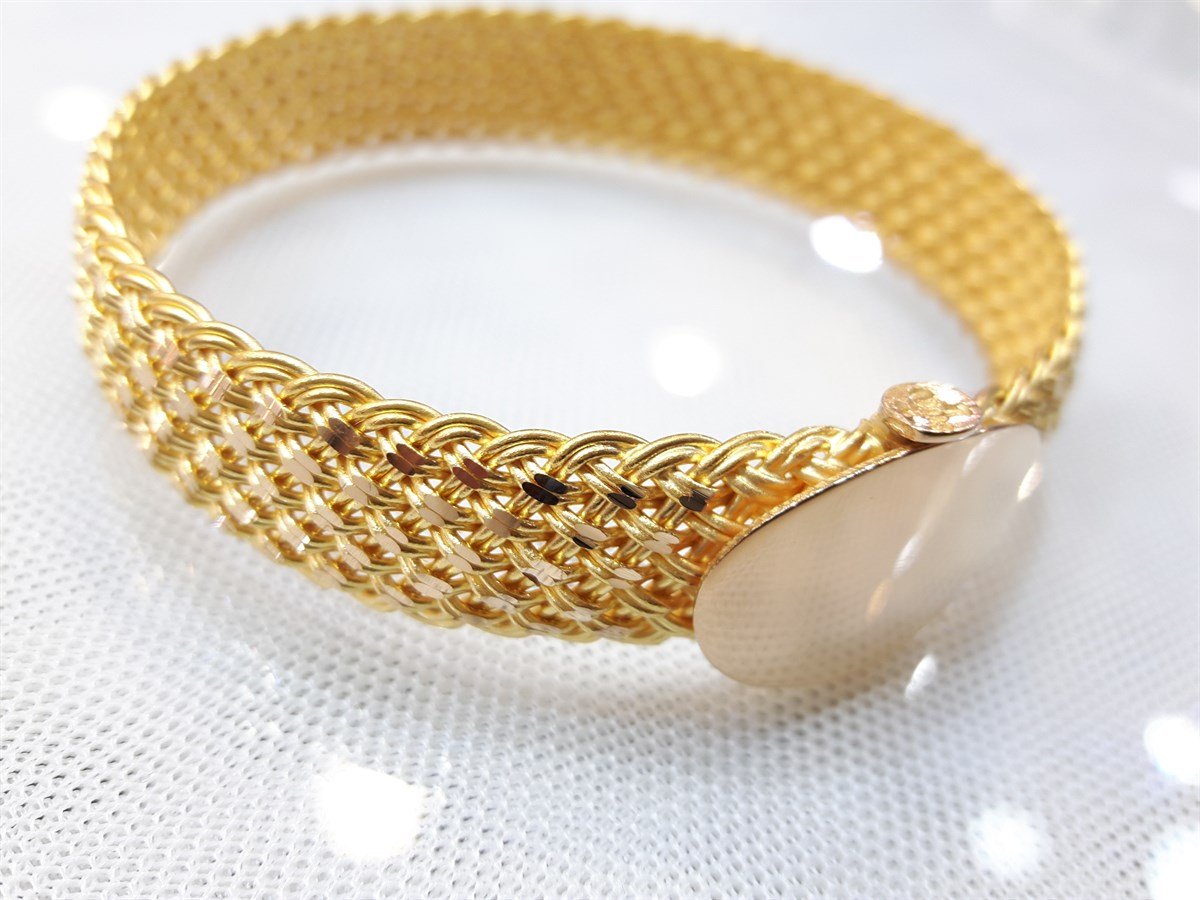 Kilitli Sepet Hasır Örgü Bilezik 50,00gr 22 Ayar