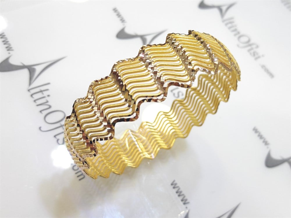 Telli Bilezik 30gr 22 Ayar Altın 3D 360 Derece Resimli