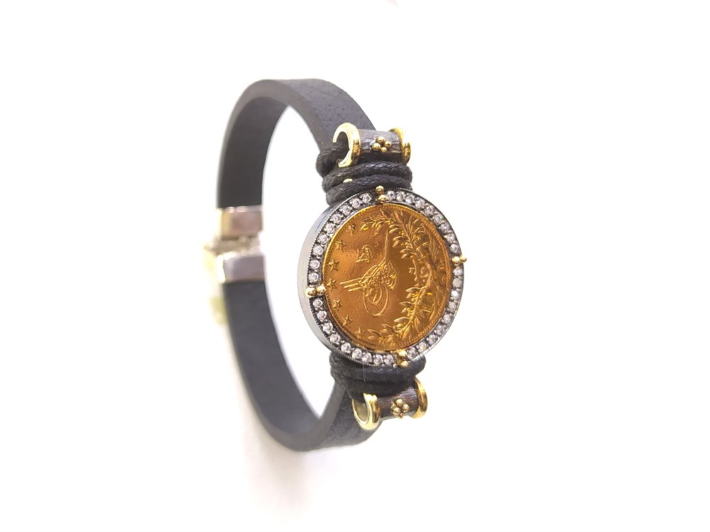 Reşat Tam Altınlı GERÇEK DERİ Bileklik Özel Tasarım