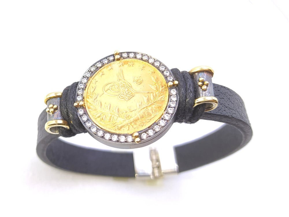 Reşat Tam Altınlı GERÇEK DERİ Bileklik Özel Tasarım