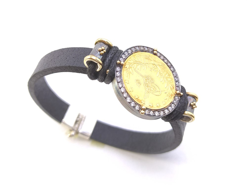 Reşat Tam Altınlı GERÇEK DERİ Bileklik Özel Tasarım