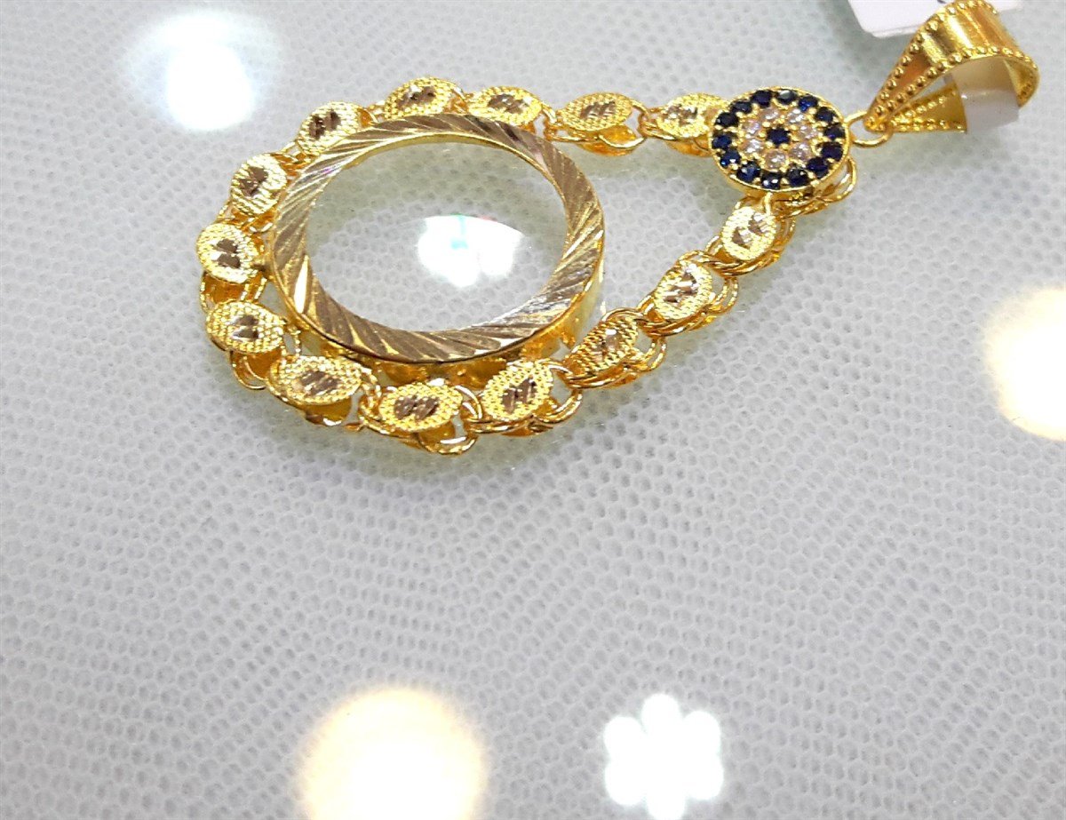 Çeyrek Ziynet yada Ata Yarım Sikke için çerçeve Kolye 14 Ayar Altın