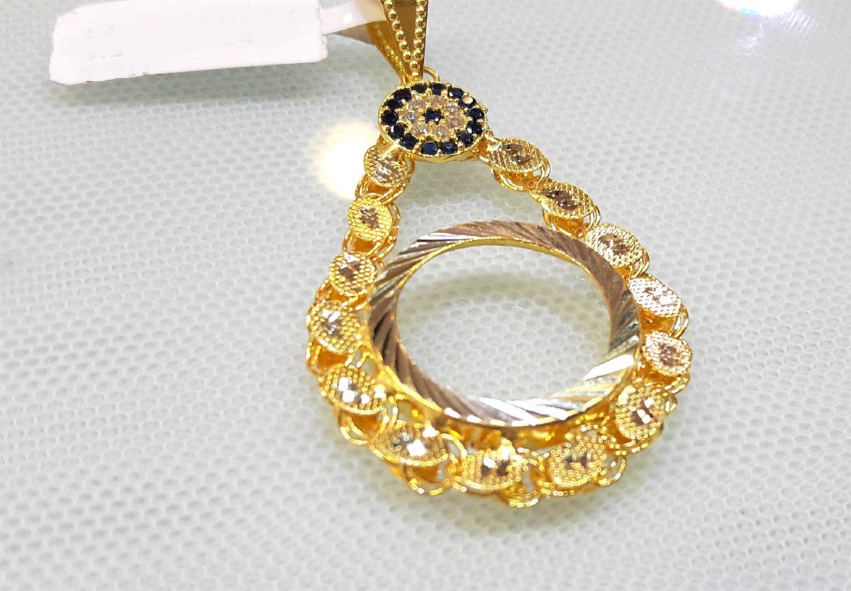 Çeyrek Ziynet yada Ata Yarım Sikke için çerçeve Kolye 14 Ayar Altın