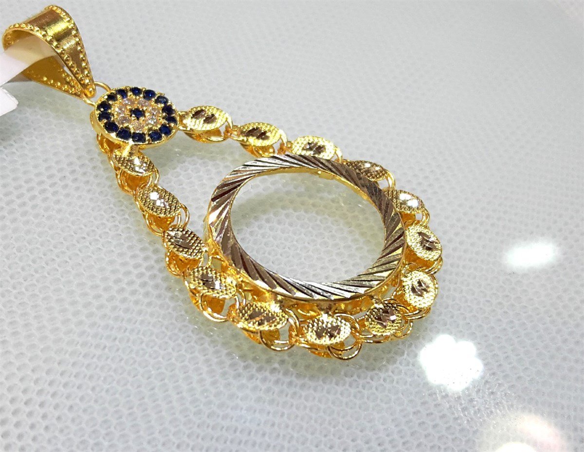 Çeyrek Ziynet yada Ata Yarım Sikke için çerçeve Kolye 14 Ayar Altın