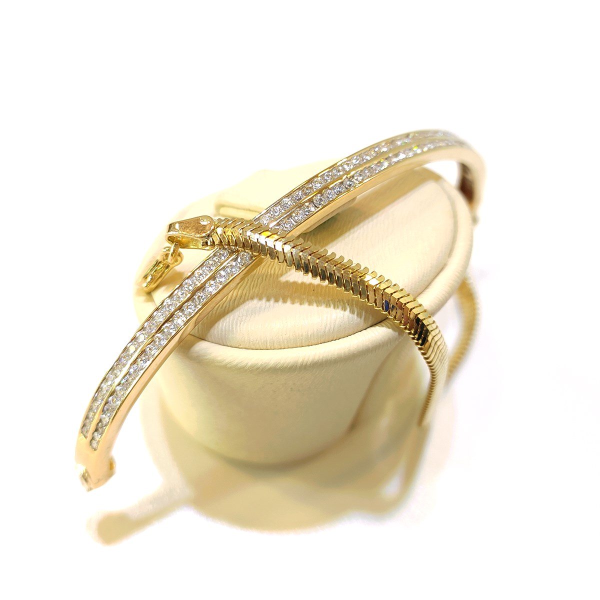 Balıksırtı Zincirli Suyolu Yarım Kelepçe Bileklik 14 Ayar Altın