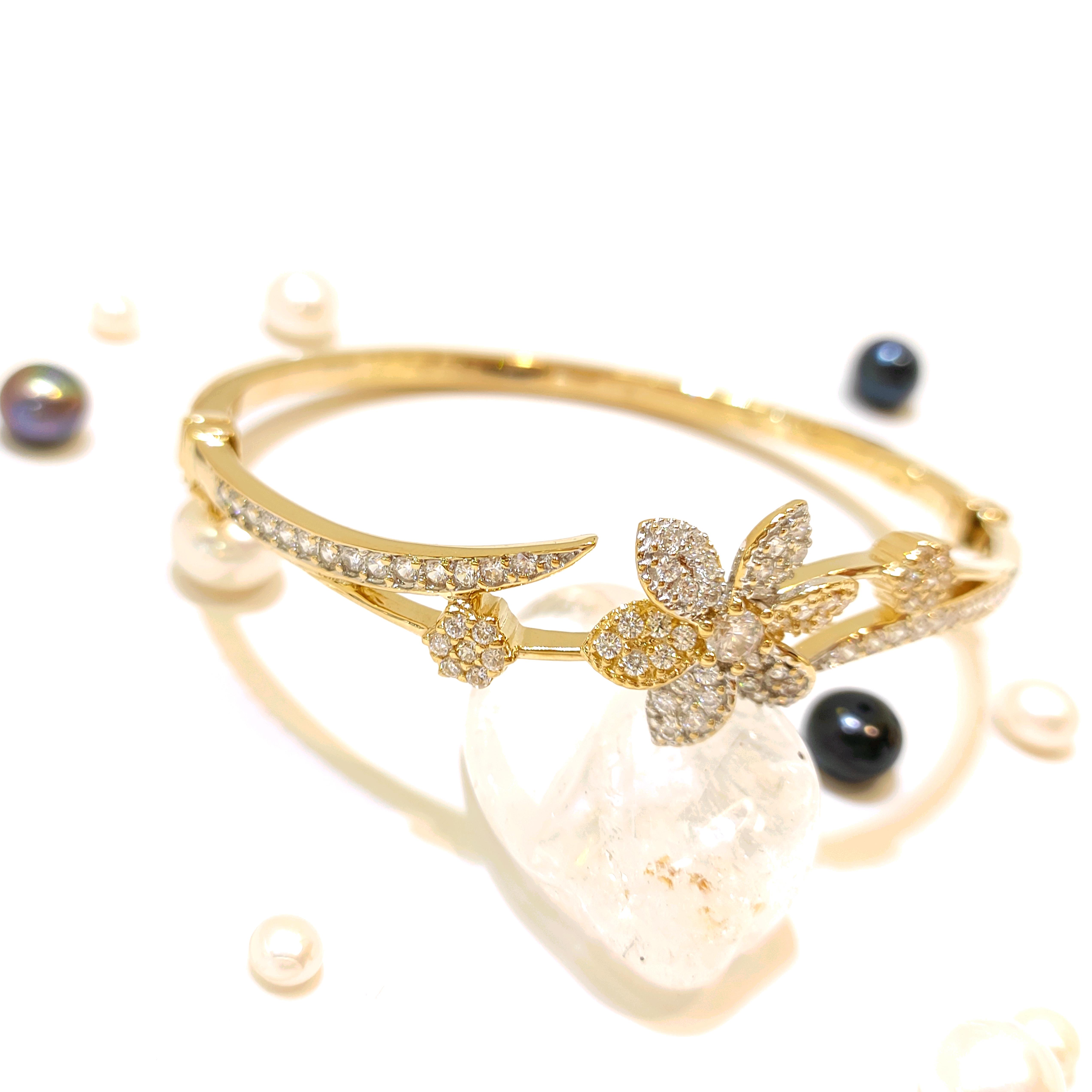 Çiçek Kelepçe Bilezik 14 Ayar Altın HD VİDEOLU