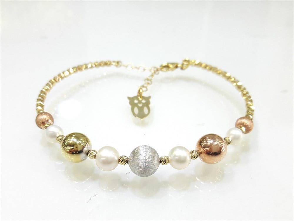 İnci Dorika Kelepçe Bilezik 14 Ayar Altın