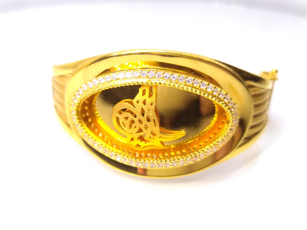 Tuğralı Kelepçe Bilezik 14 Ayar Altın