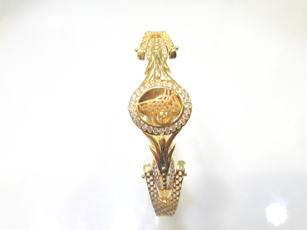 Tuğralı Kelepçe Bilezik 14 Ayar Altın