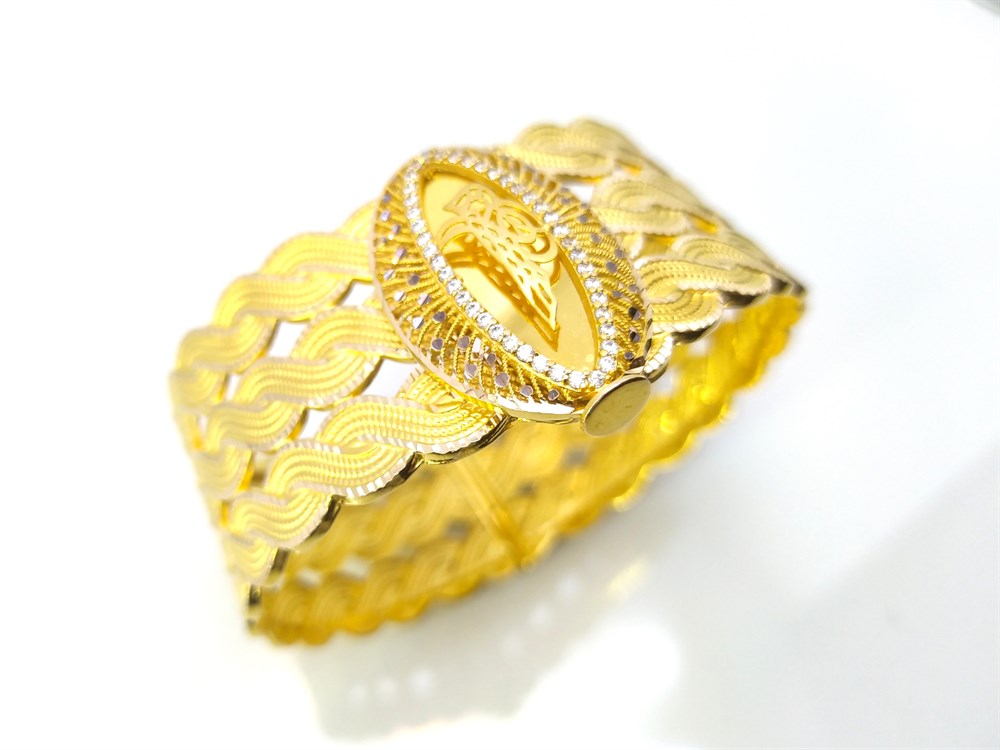 Tuğralı Kelepçe Bilezik 14 Ayar Altın