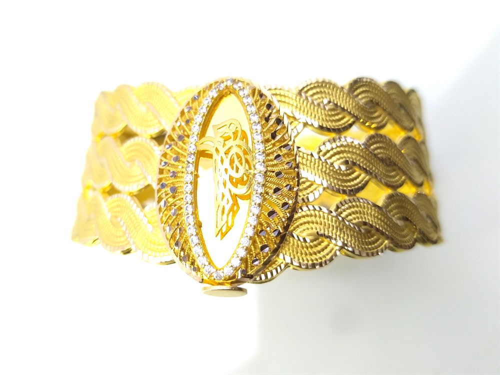 Tuğralı Kelepçe Bilezik 14 Ayar Altın