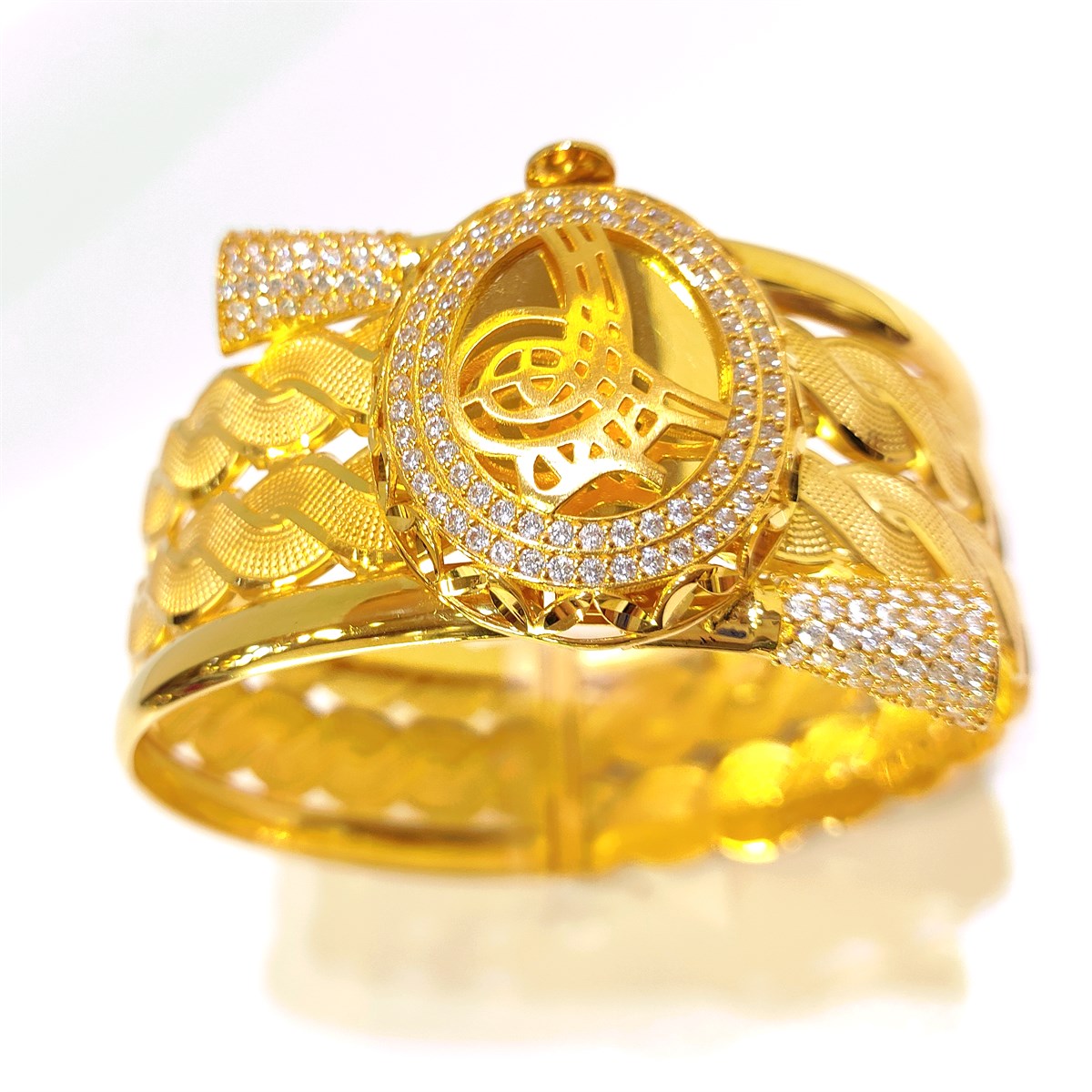 Tuğralı Kelepçe Bilezik 14 Ayar Altın HD VİDEOLU