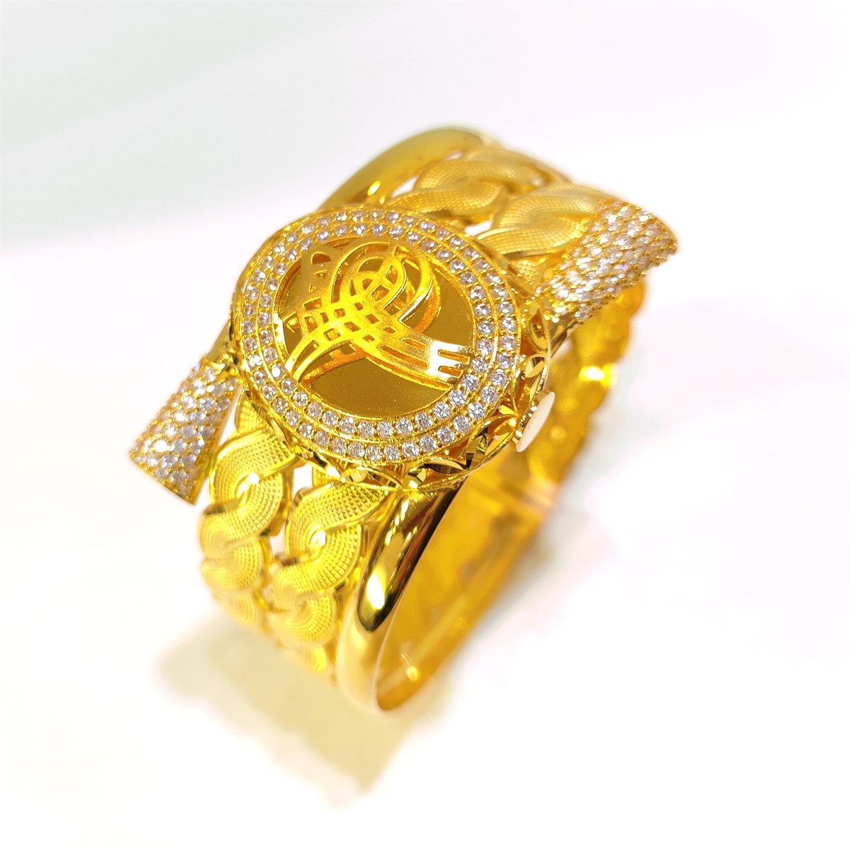 Tuğralı Kelepçe Bilezik 14 Ayar Altın HD VİDEOLU