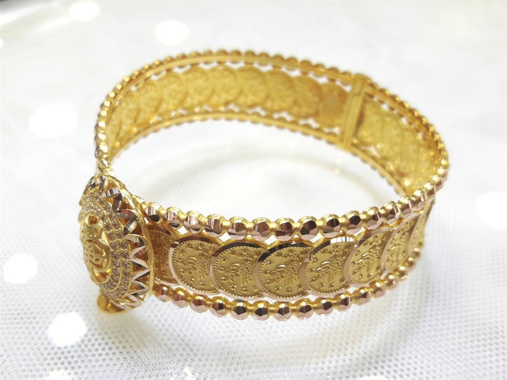 Tuğralı Kelepçe Bilezik 8 Ayar Altın