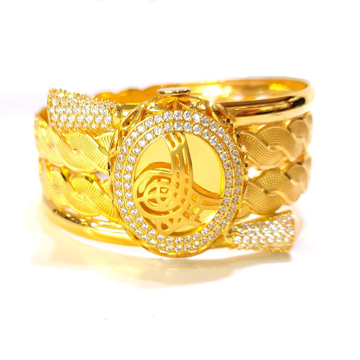 Tuğralı Kelepçe Bilezik 14 Ayar Altın HD VİDEOLU