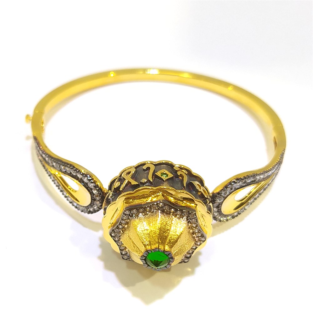 Ya HZ. Mevlana Otantik Kelepçe Bilezik 14 Ayar Altın