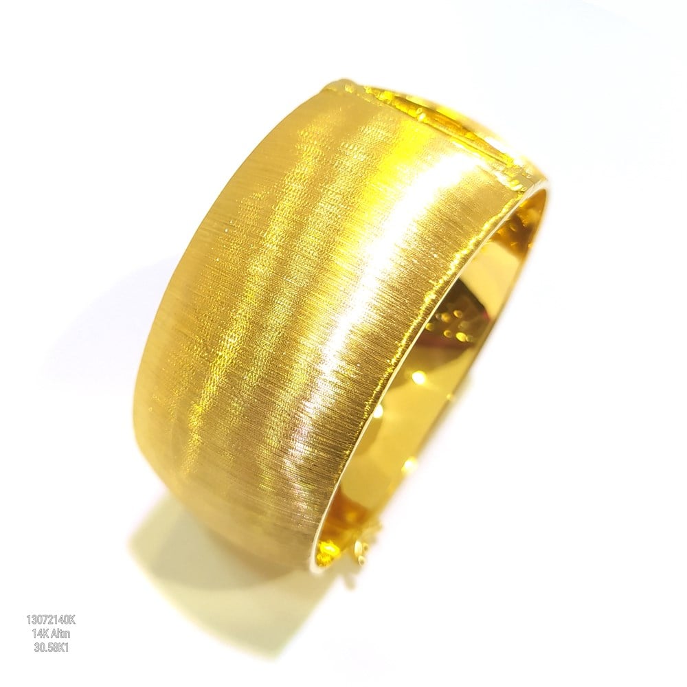 Zımparalı Kelepçe Bilezik 14 Ayar Altın