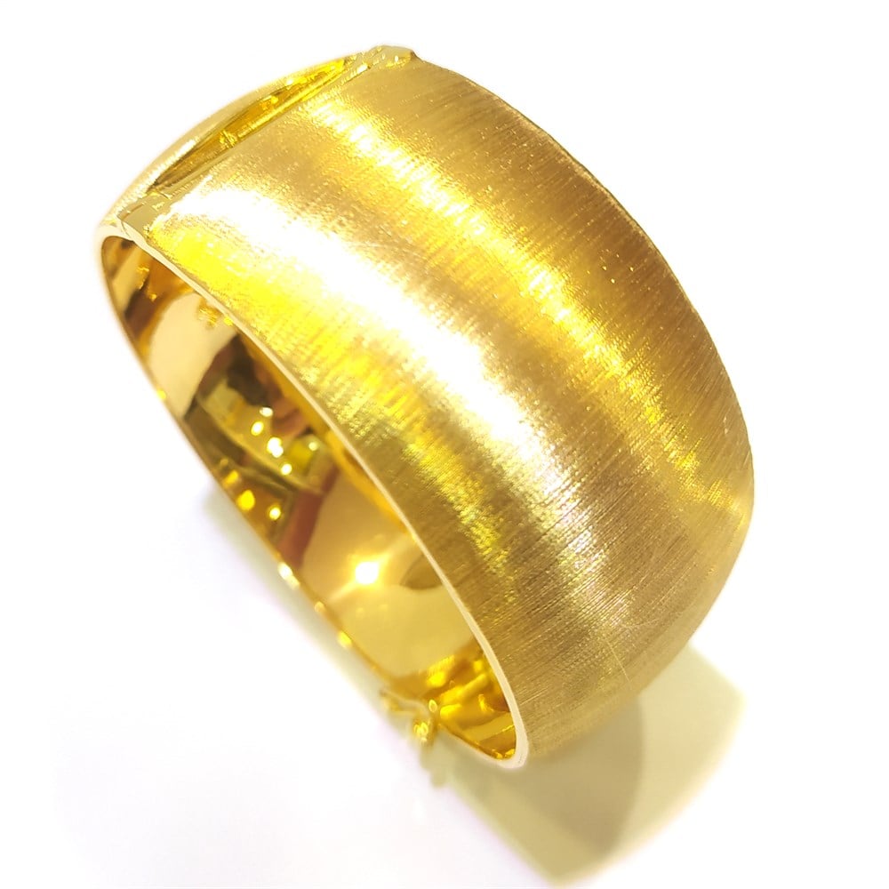 Zımparalı Kelepçe Bilezik 14 Ayar Altın