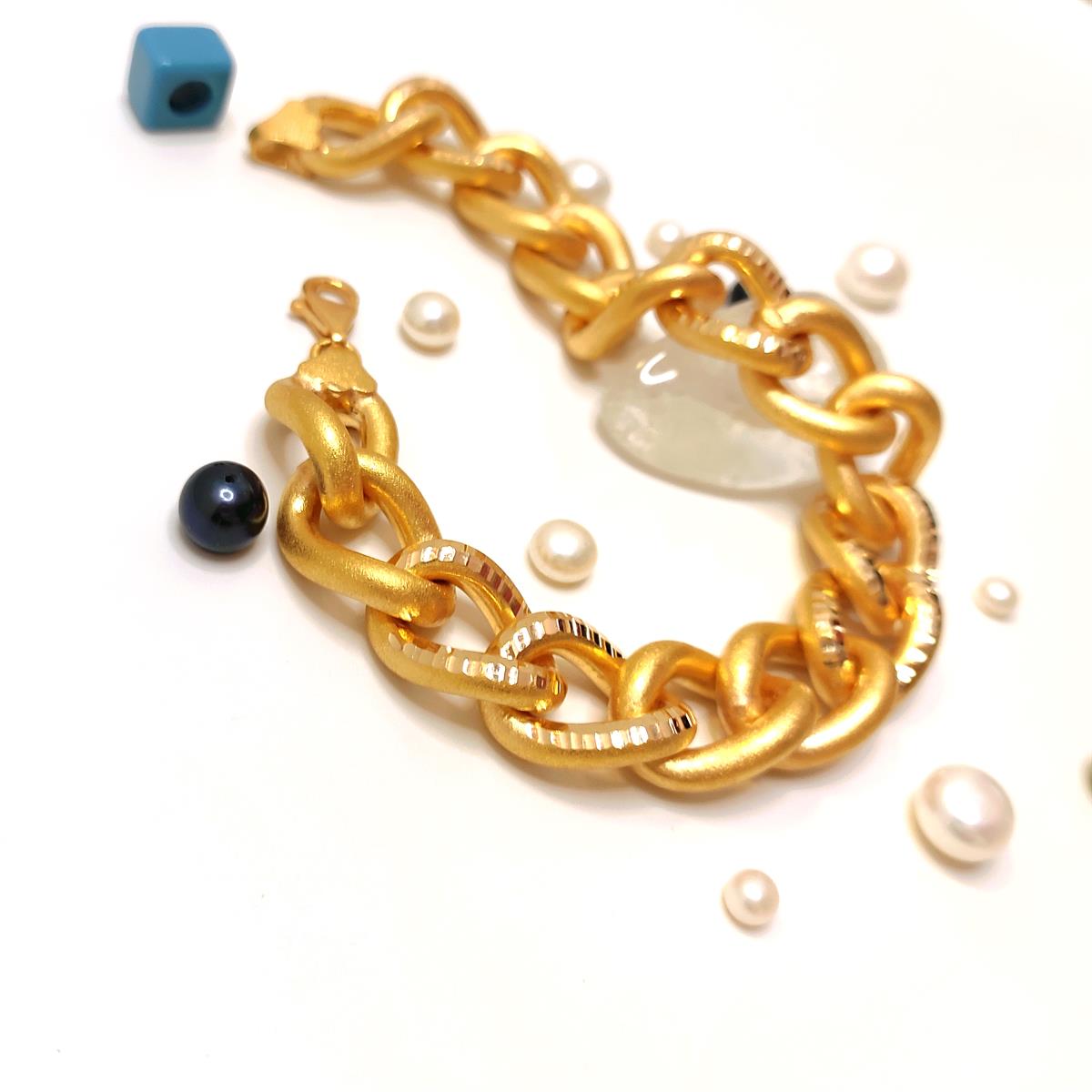 14mm Kumlu Zincir Bileklik Künye 22 Ayar Altın HD VİDEOLU