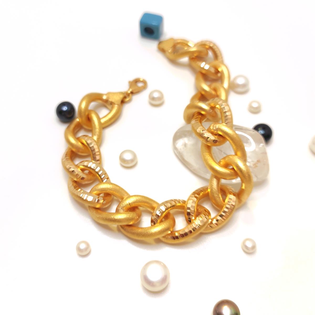 14mm Kumlu Zincir Bileklik Künye 22 Ayar Altın HD VİDEOLU