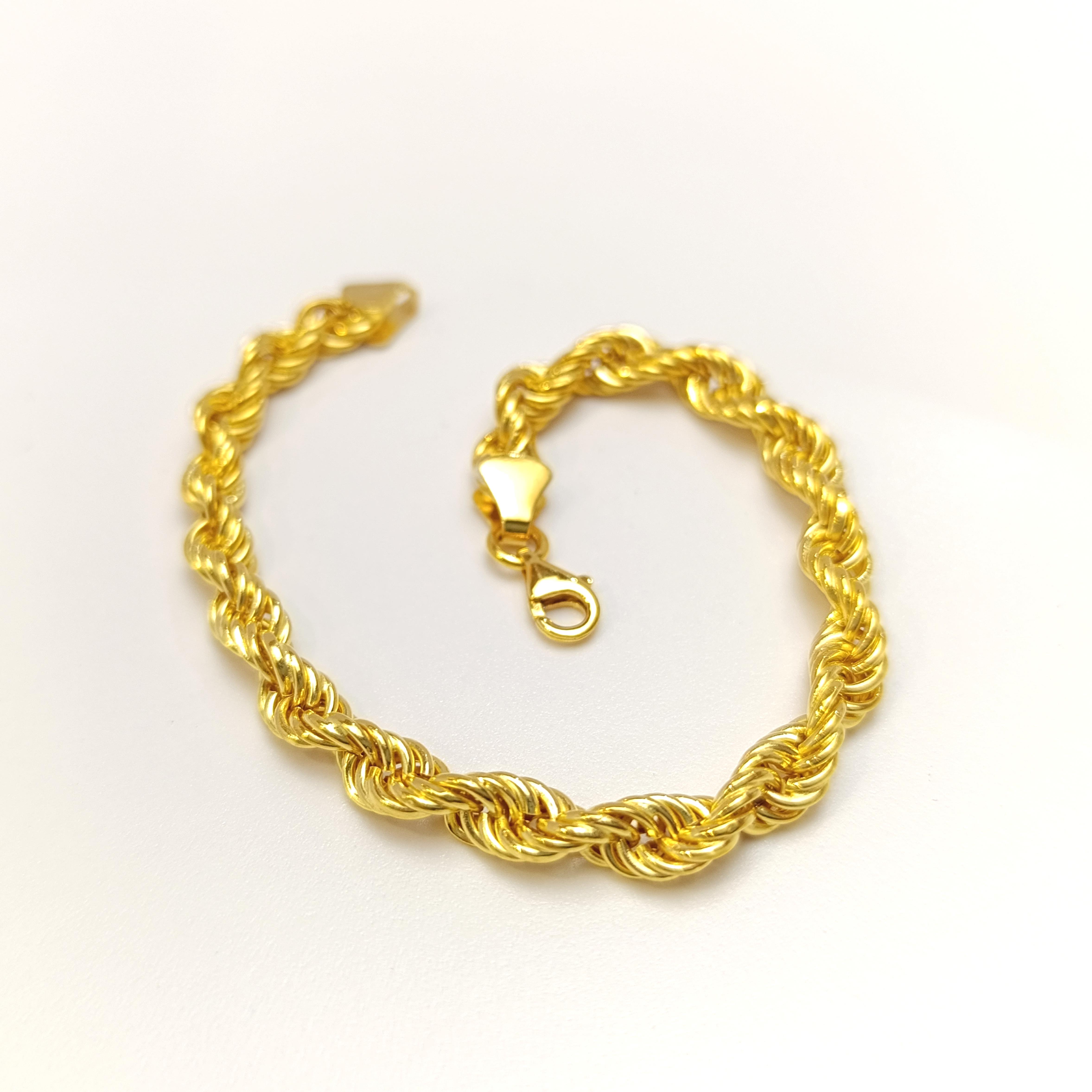 18.5cm 5.4mm Halat Zincir Bileklik Künye 22 Ayar Altın HD VİDEOLU