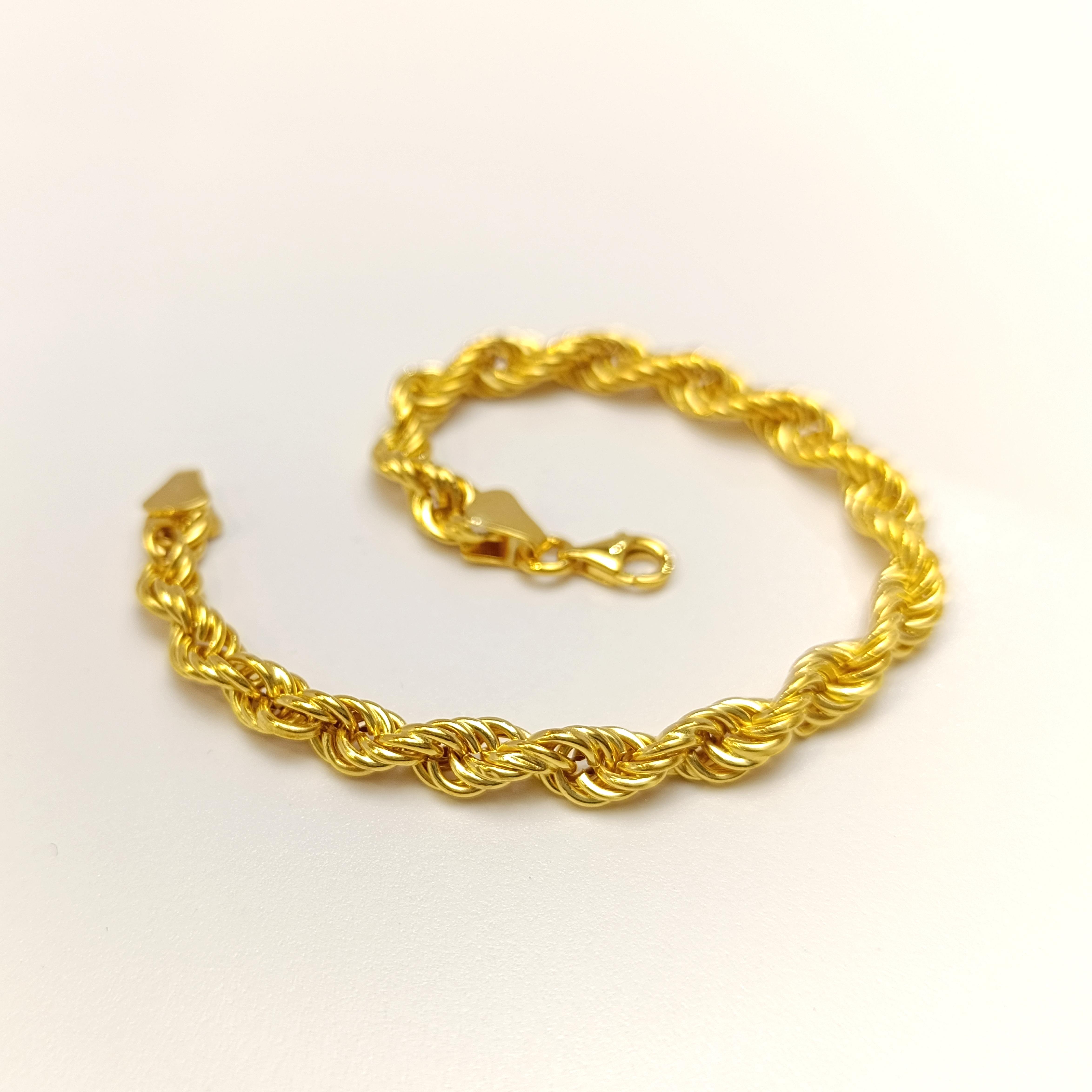 18.5cm 5.4mm Halat Zincir Bileklik Künye 22 Ayar Altın HD VİDEOLU