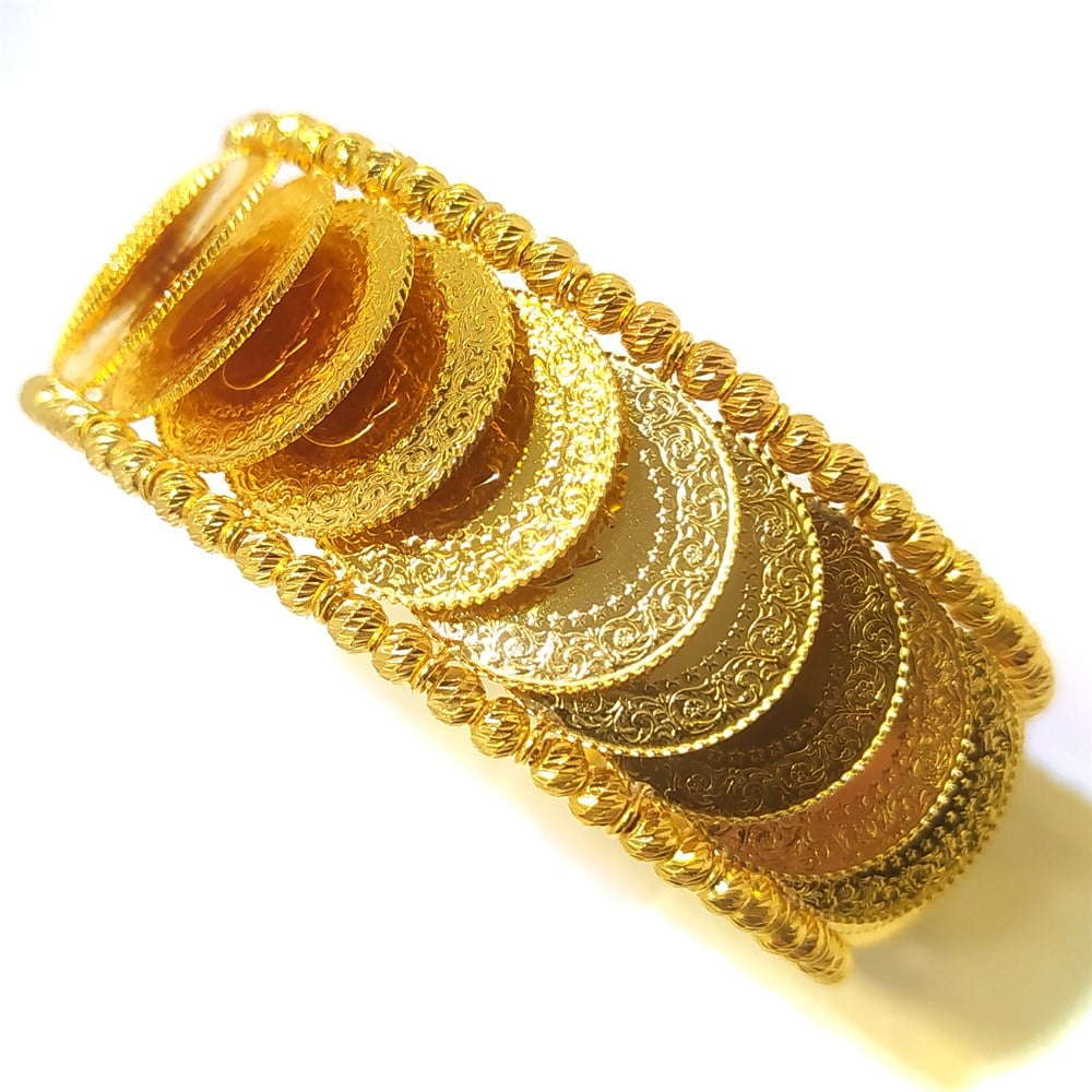 21 Çeyrekli Kaykay Kelepçe Bilezik 22 Ayar Altın 