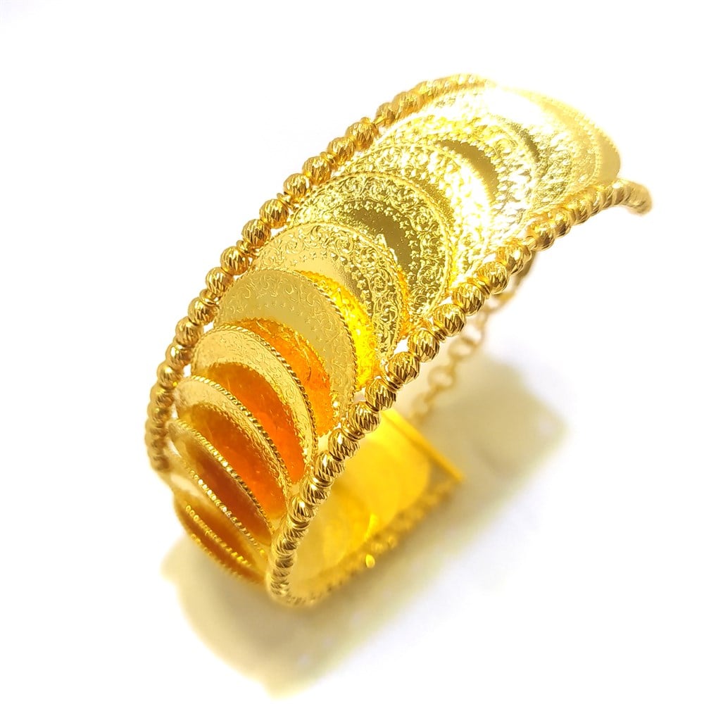 21 Çeyrekli Kaykay Kelepçe Bilezik 22 Ayar Altın 