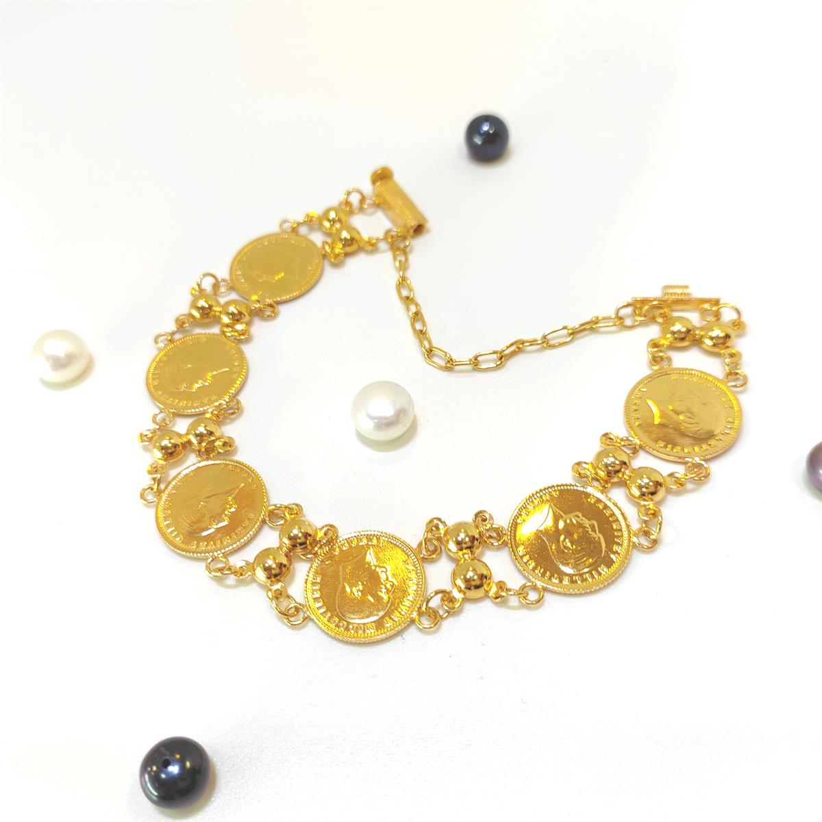 Atalira Çeyrekli Toplu Künye Bileklik  22 Ayar Altın HD videolu