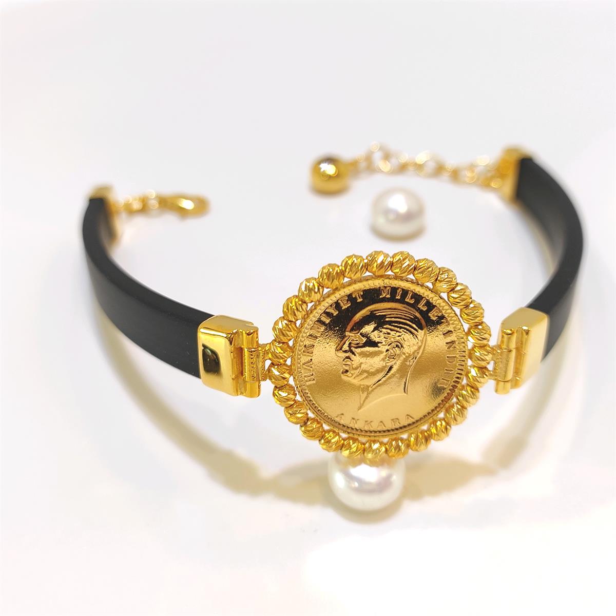 Atalira Yarım Altınlı Dorika Toplu Silikon Bileklik 22 Ayar+14 ayar HD VİDEOLU