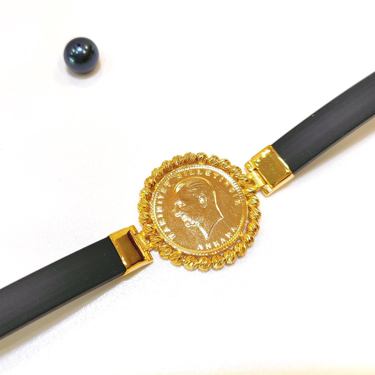 Atalira Yarım Altınlı Dorika Toplu Silikon Bileklik 22 Ayar+14 ayar HD VİDEOLU