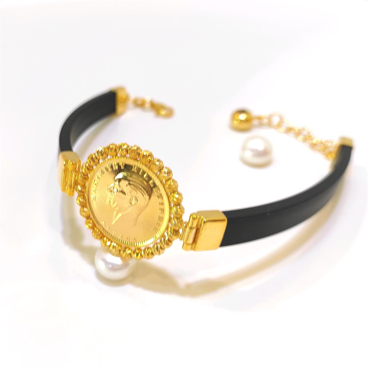 Atalira Yarım Altınlı Dorika Toplu Silikon Bileklik 22 Ayar+14 ayar HD VİDEOLU