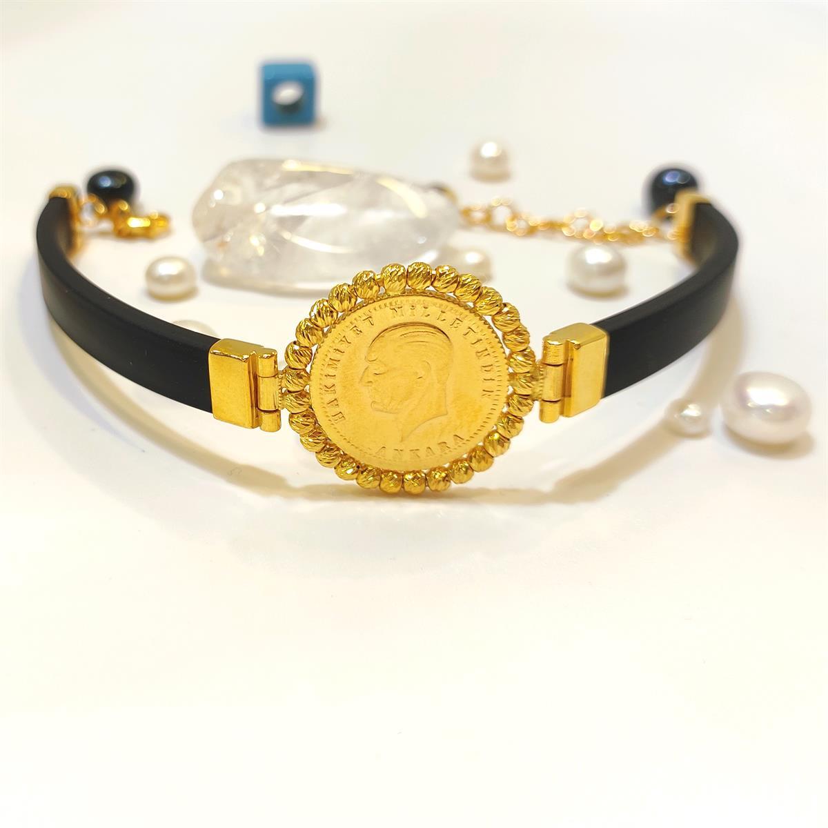 AtaliraYarım Altınlı Dorika Toplu Silikon Bileklik 22 Ayar+14 ayar HD VİDEOLU