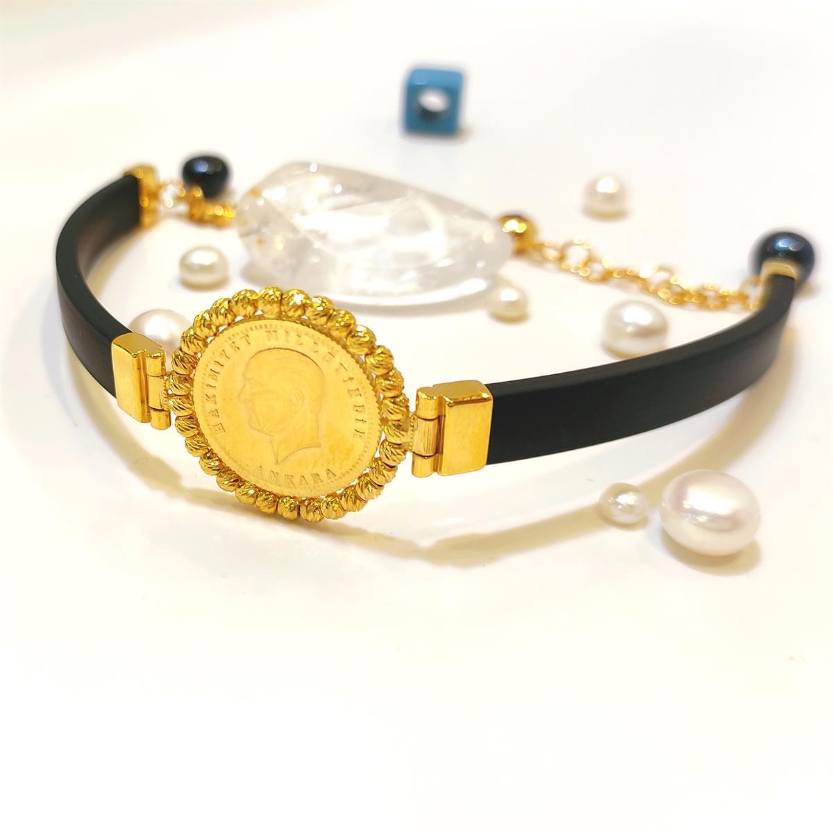 AtaliraYarım Altınlı Dorika Toplu Silikon Bileklik 22 Ayar+14 ayar HD VİDEOLU