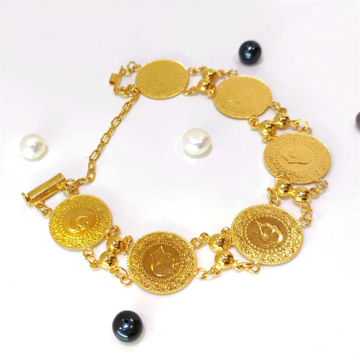 Çeyrekli Toplu Künye Bileklik  22 Ayar Altın 