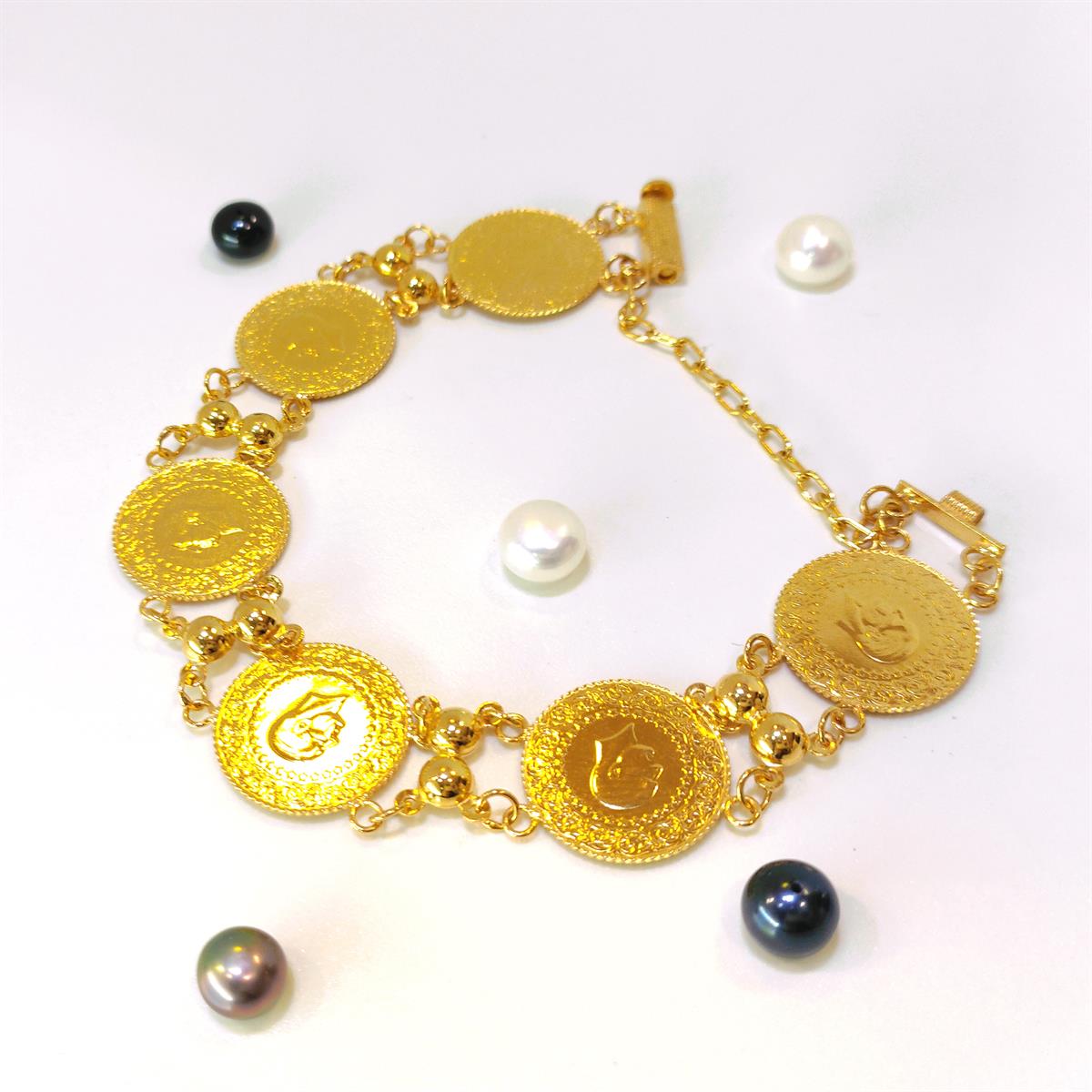 Çeyrekli Toplu Künye Bileklik  22 Ayar Altın 