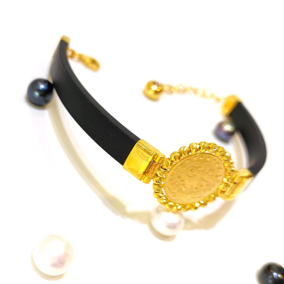 Reşat Çeyrek Altınlı Dorika Toplu Silikon Bileklik 22 Ayar+14 ayar HD VİDEOLU