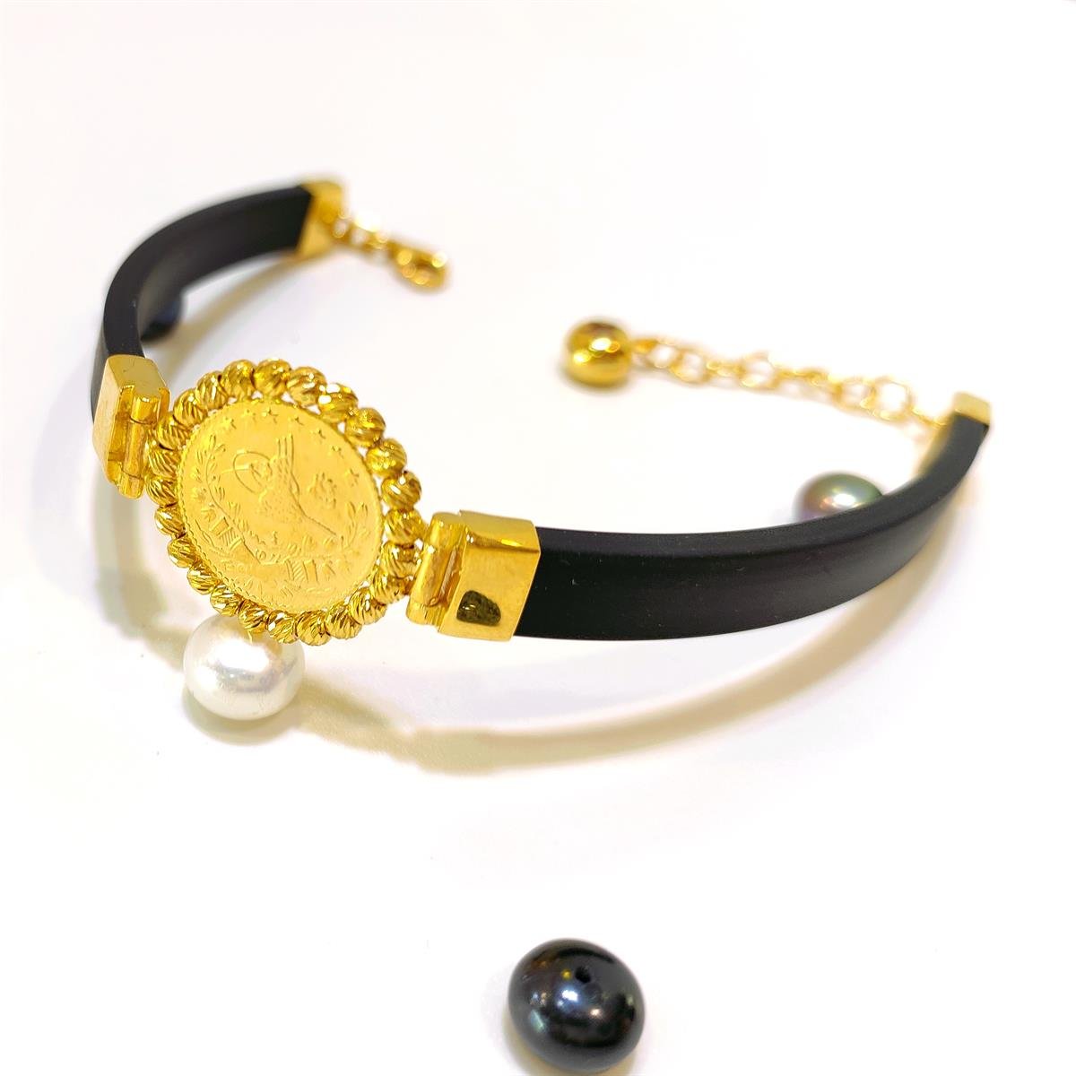 Reşat Çeyrek Altınlı Dorika Toplu Silikon Bileklik 22 Ayar+14 ayar HD VİDEOLU