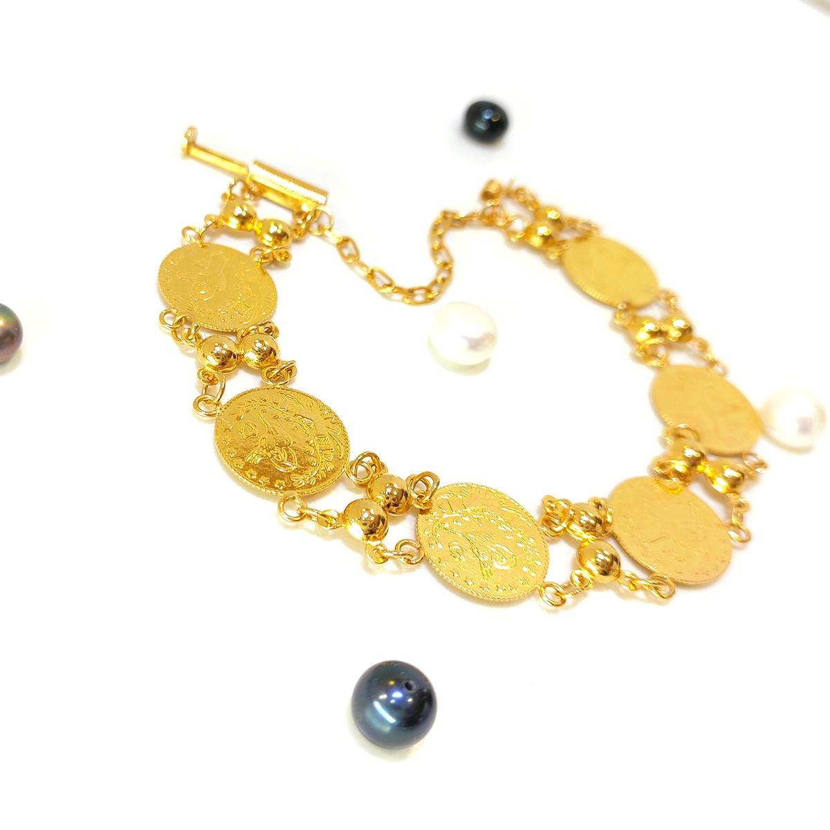 Reşat Çeyrekli Künye Bileklik  22 Ayar Altın 