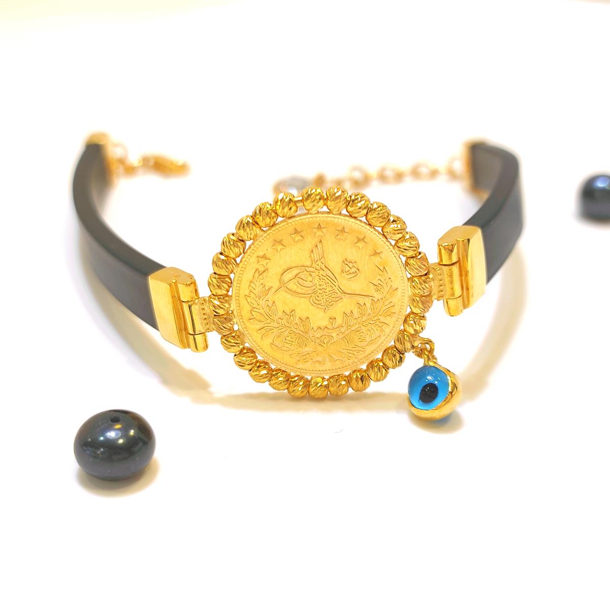 Reşat Yarım Altınlı Dorika Toplu Silikon Bileklik 22 Ayar+14 ayar HD VİDEOLU