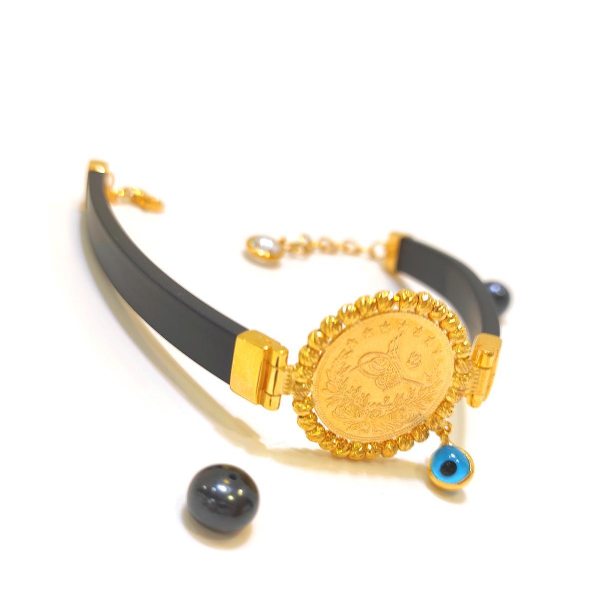 Reşat Yarım Altınlı Dorika Toplu Silikon Bileklik 22 Ayar+14 ayar HD VİDEOLU