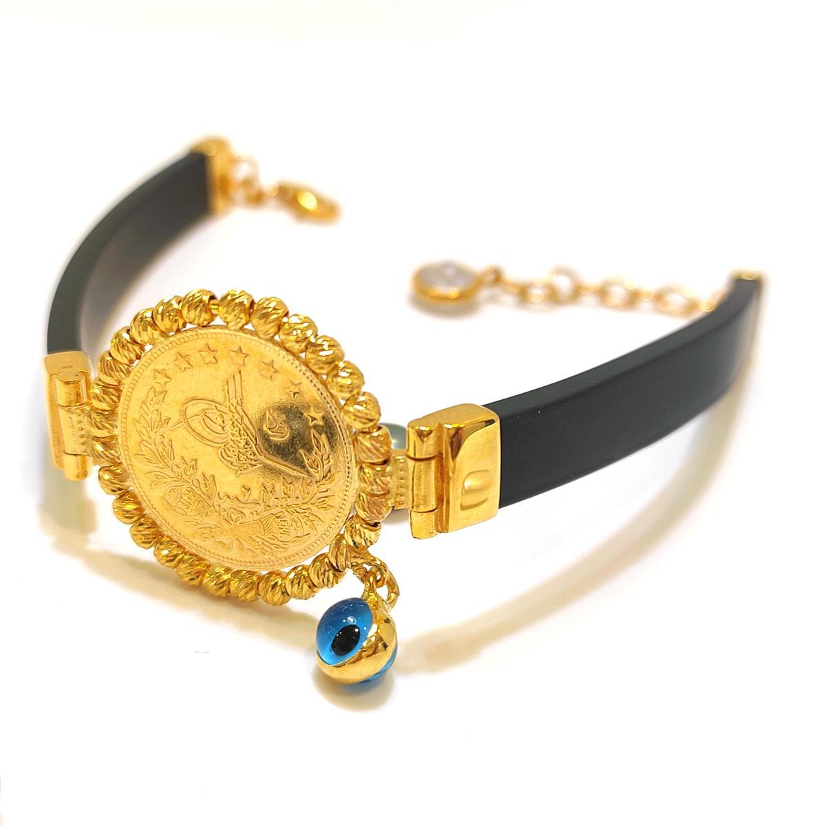 Reşat Yarım Altınlı Dorika Toplu Silikon Bileklik 22 Ayar+14 ayar HD VİDEOLU