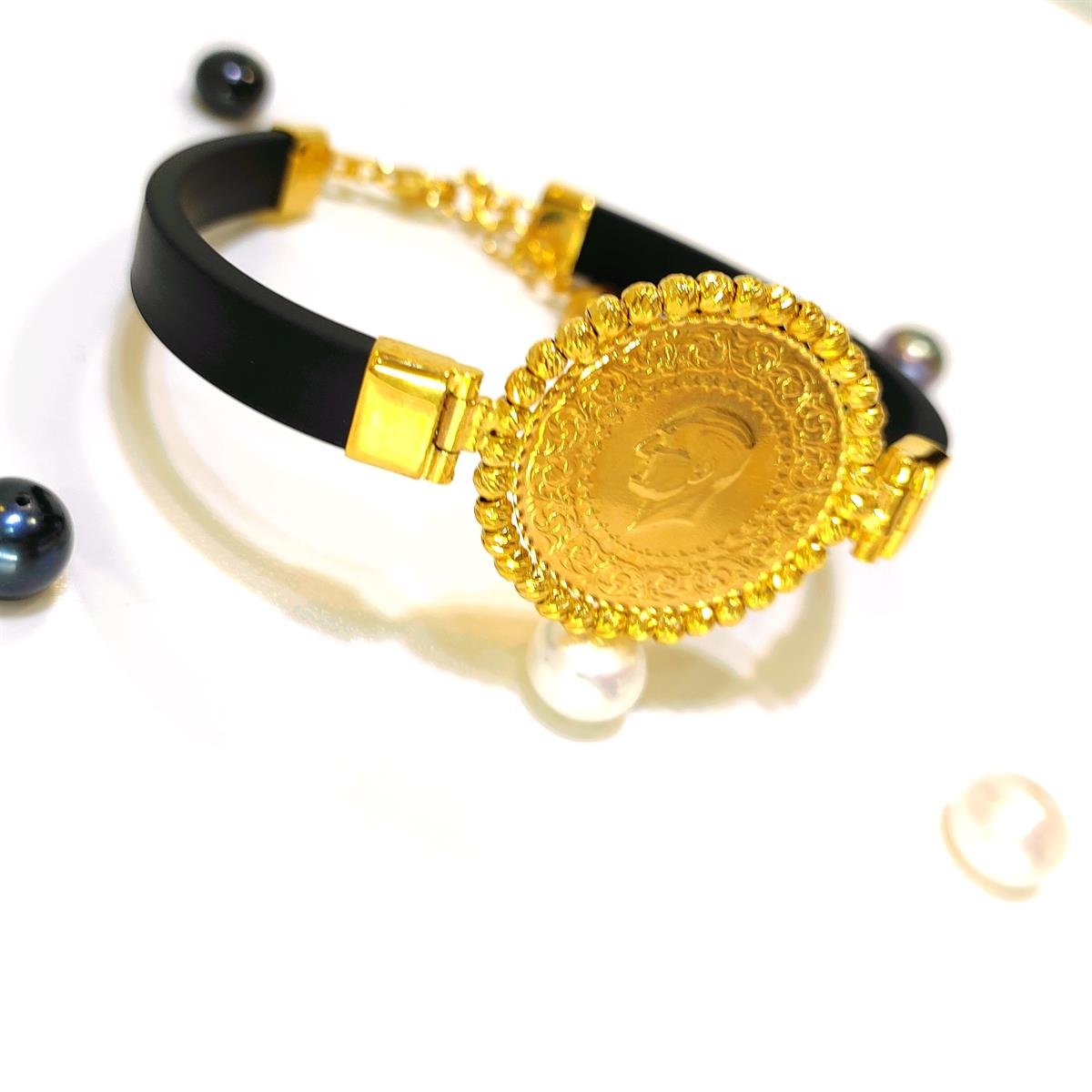 Yarım Altınlı Dorika Toplu Silikon Bileklik 22 Ayar+14 ayar HD VİDEOLU